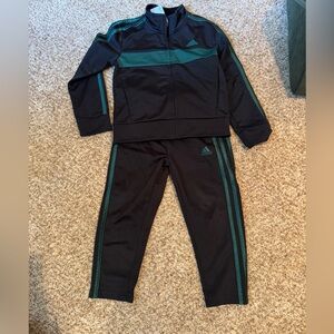 Adidas Black and Teal Tracksuit 4T